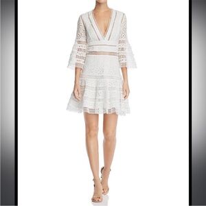 Bloomingdales Women's White Eyelet Lace Fit & Flare Dress